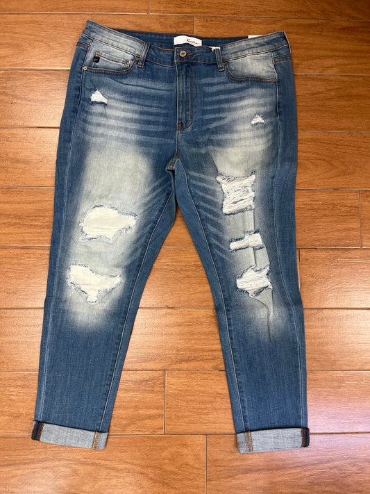 KanCan Mid-Rise Distressed Extend Jeans