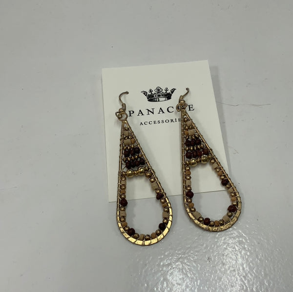 Gold Beaded Teardrop Dangle Earring