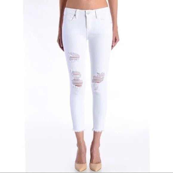 Just Black Destroyed White Ankle Denim - Heritage - Boutique.com