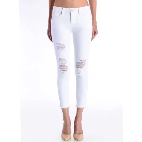 Just Black Destroyed White Ankle Denim - Heritage-Boutique.com
