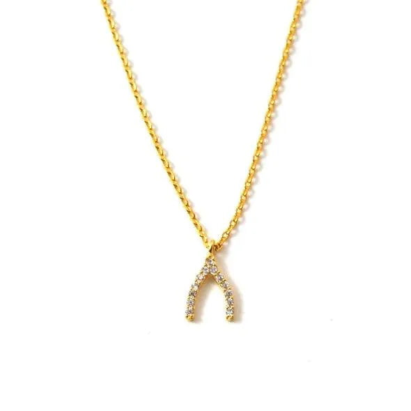 Little Charm Necklace Gold Wishbone - Heritage-Boutique.com