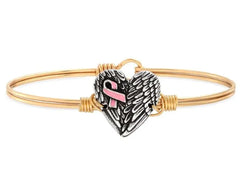 Luca and Danni Breast Cancer Angel Wing Bracelet Gold - Heritage-Boutique.com