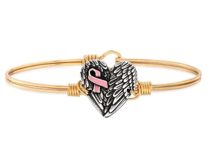 Luca and Danni Breast Cancer Angel Wing Bracelet Gold - Heritage-Boutique.com