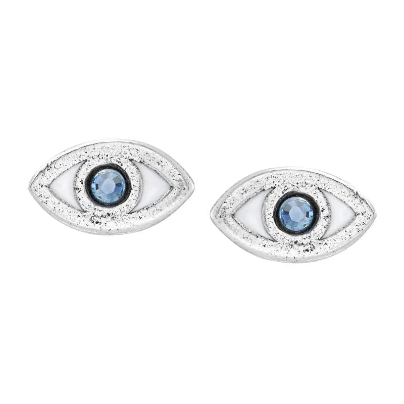 Luca and Danni Evil Eye Earrings Silver - Heritage - Boutique.com