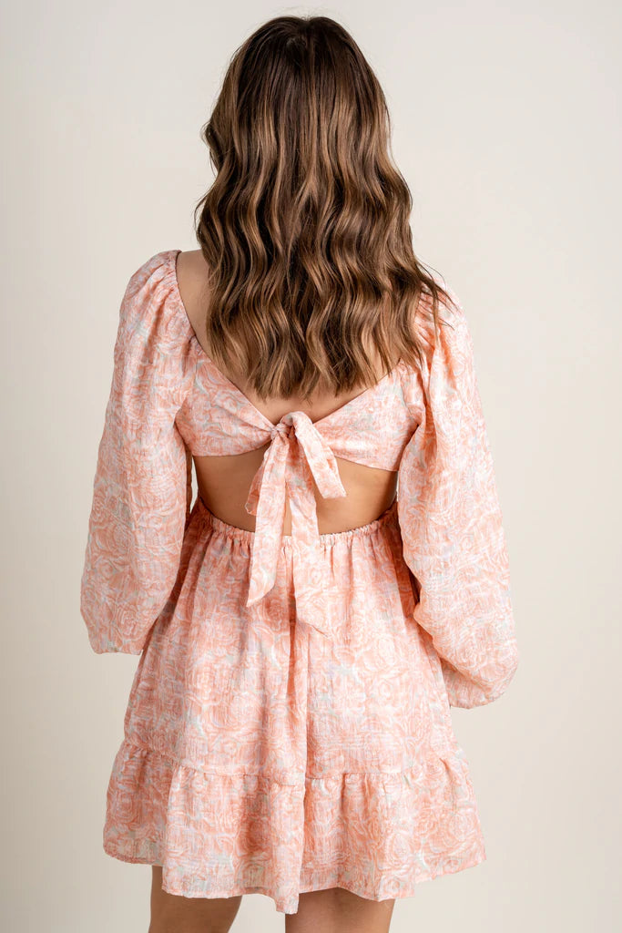 Lush Tie Back Mini Dress Blush - Heritage-Boutique.com