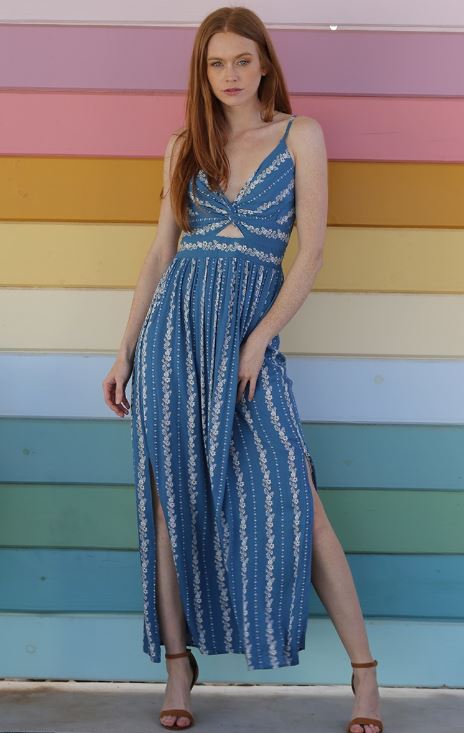 Maxi Dress with Front Cutout