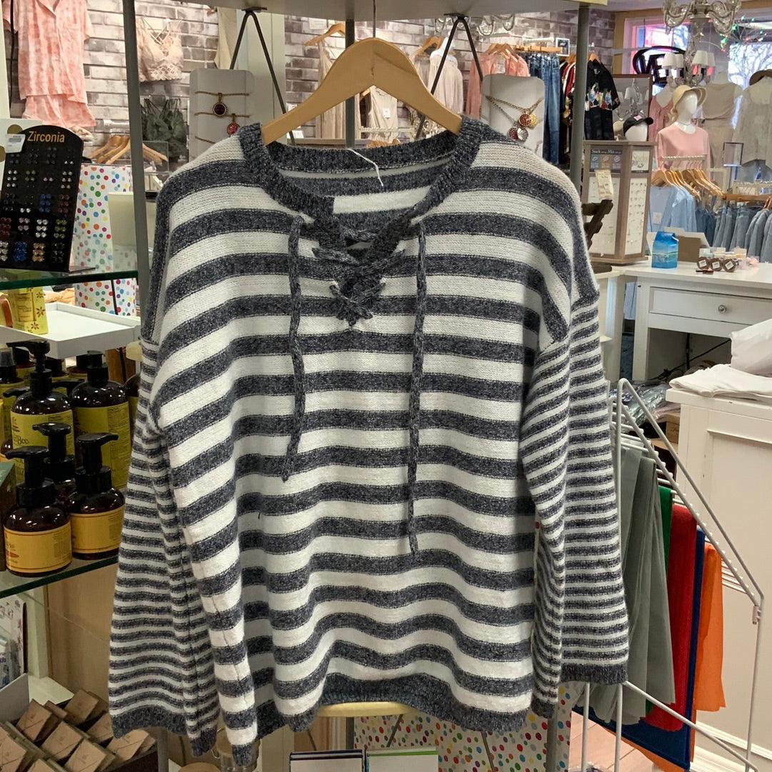Modern Chic Striped Navy Sweater - Heritage-Boutique.com