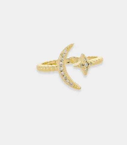Moon & Star Ring- Gold - Heritage-Boutique.com