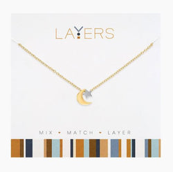 Layers Gold Moon & Star Adjustable Necklace