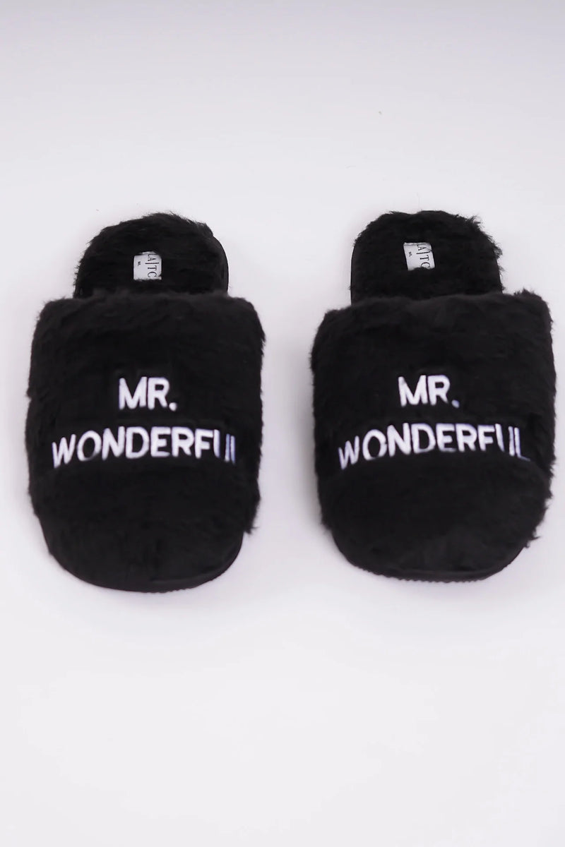 "Mr. Wonderful" Black Slippers