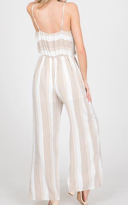 Multi Stripe Belted Jumpsuit - Heritage-Boutique.com