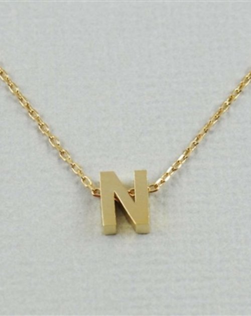 CAI Gold Block Letter initial Necklace