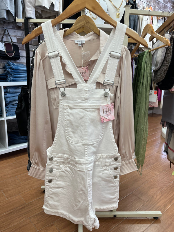 Overall Shorts With Cuffed Hem - Heritage-Boutique.com