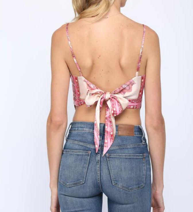 Pink Tie Back Scarf Top - Heritage-Boutique.com