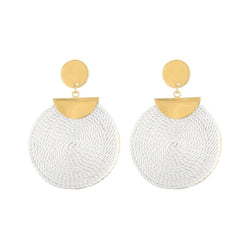 Piper & Jade Gold and White Corded Circle Earrings - Heritage-Boutique.com