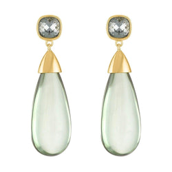 Piper & Jade Gold Crystal and Prasiolite Drop Earrings - Heritage-Boutique.com