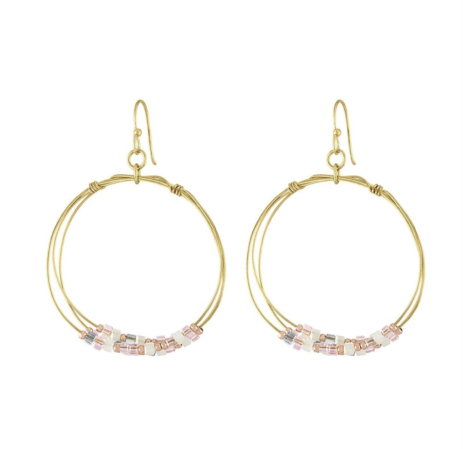 Piper and Jade Irridescent Beaded Hoop Earrings - Heritage-Boutique.com