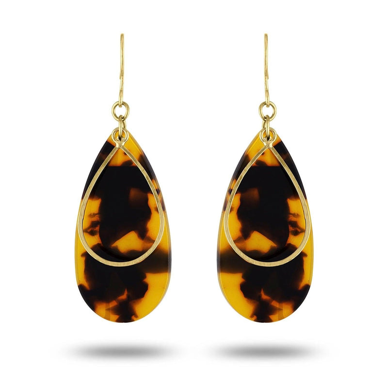 Piper & Jade Tortoise Shell and Gold Drop Earrings - Heritage-Boutique.com