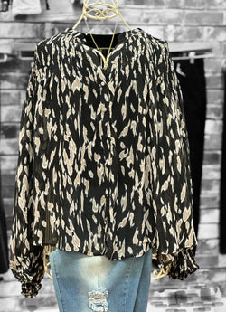 Plus Size Sheer Print Button Up - Heritage-Boutique.com