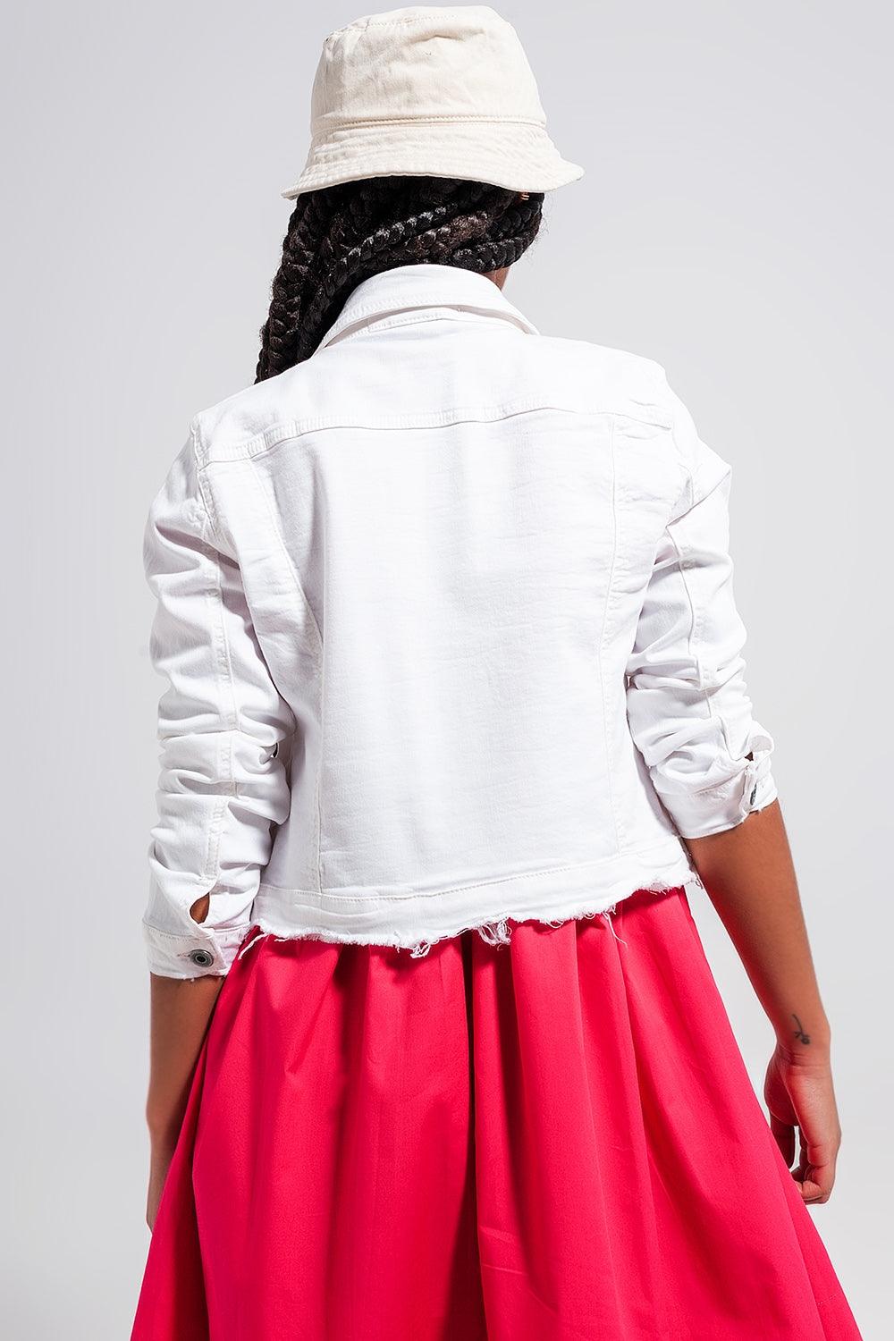 Raw Edge White Denim Jacket - Heritage-Boutique.com