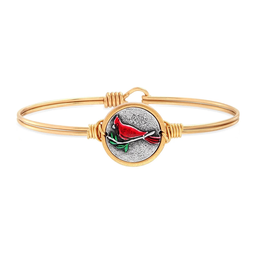 Red Cardinal Bangle Bracelet: Brass Tone / Petite - Heritage - Boutique.com