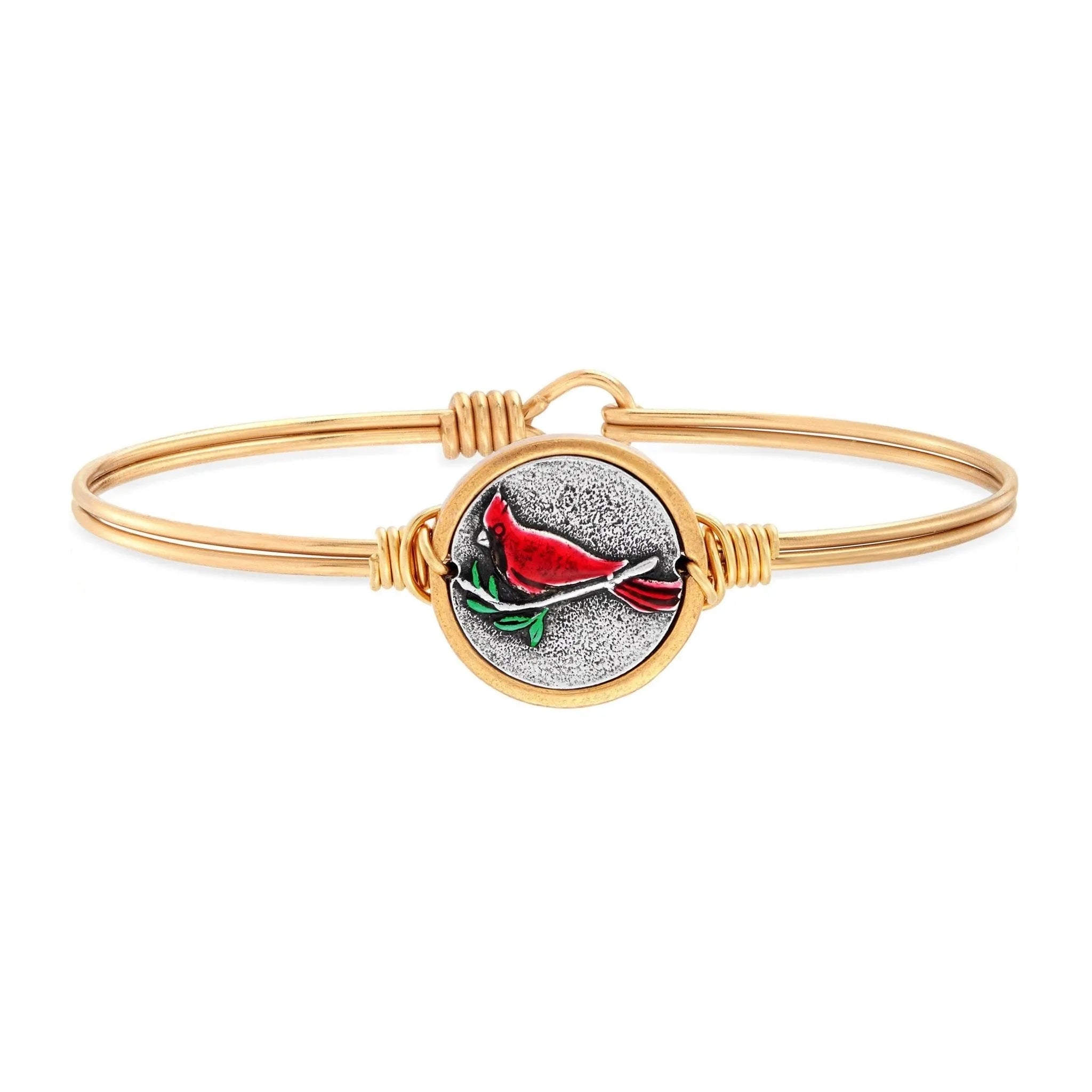Red Cardinal Bangle Bracelet: Brass Tone / Petite - Heritage - Boutique.com