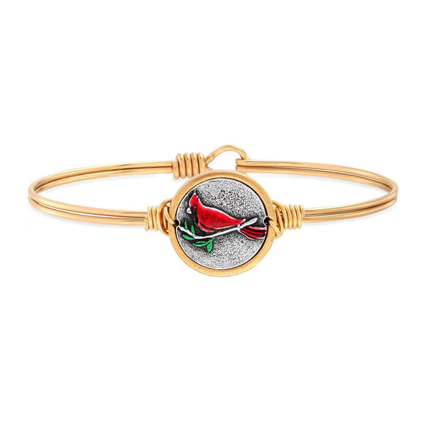 Red Cardinal Bangle Bracelet: Brass Tone / Petite - Heritage-Boutique.com