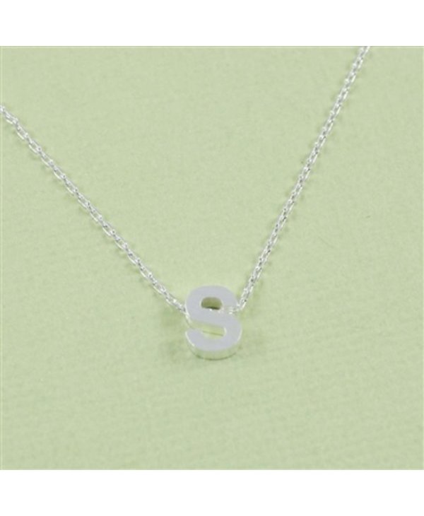CAI Silver Block Letter Initial Necklace