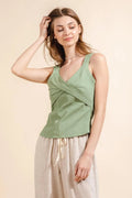 Sage Front Twist Woven Top - Heritage - Boutique.com