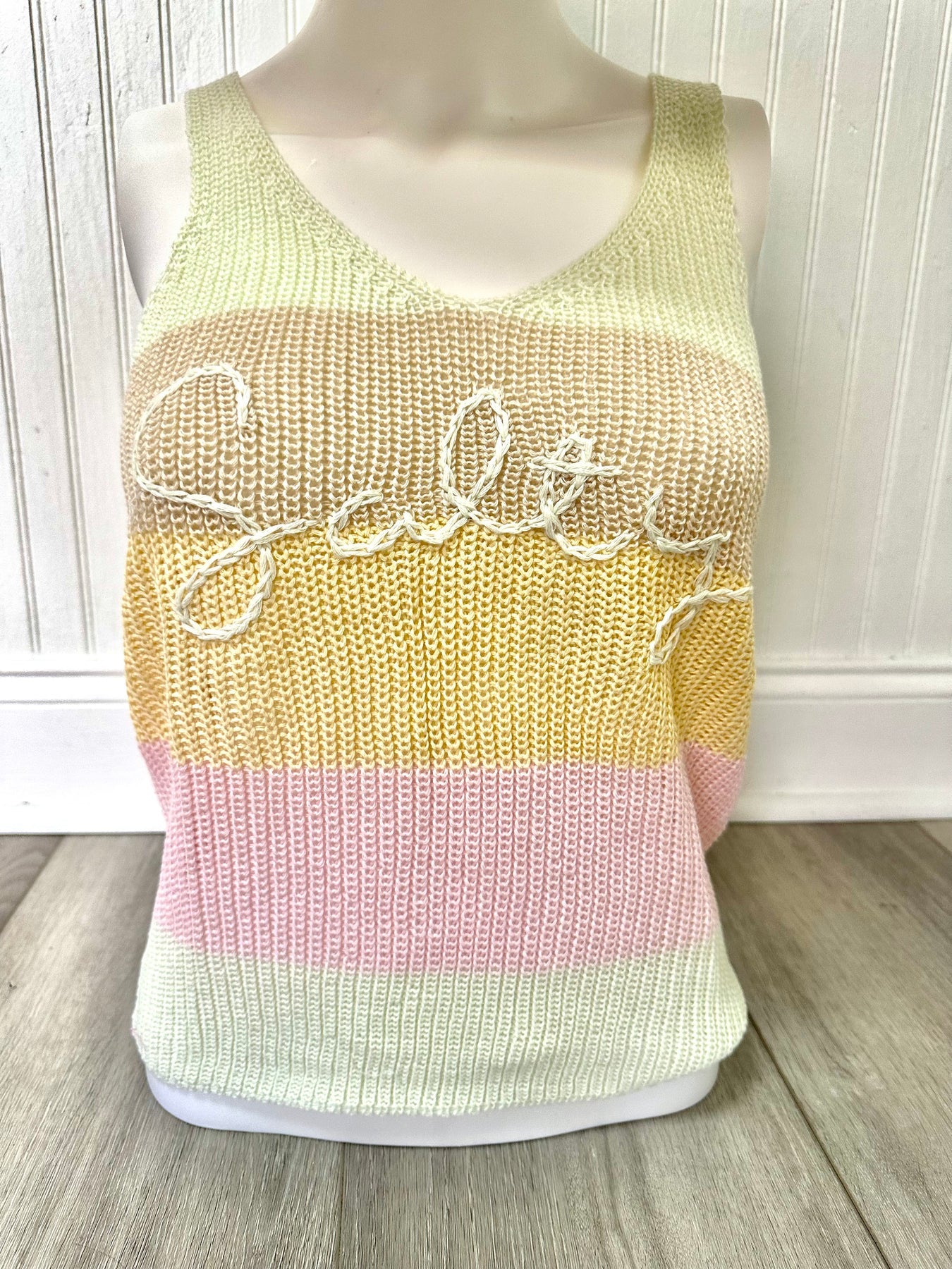 "Salty" Pastel Stripe Tank Sweater
