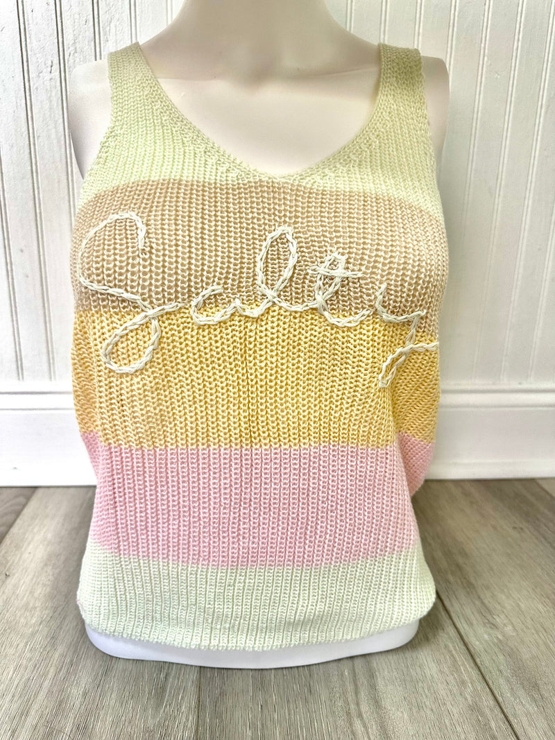 "Salty" Pastel Stripe Tank Sweater