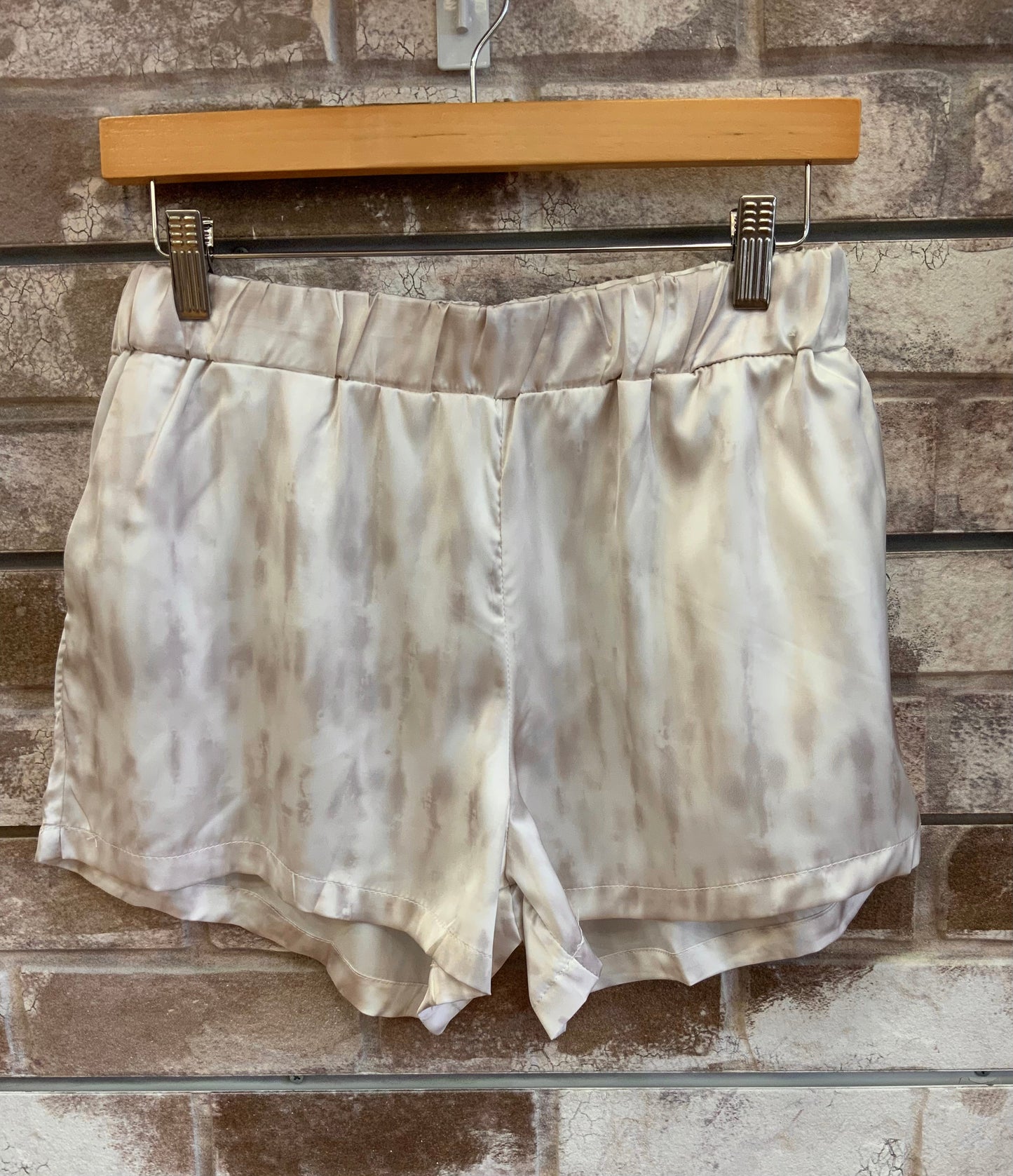 Satin Khaki Tie Dye Shorts - Heritage-Boutique.com