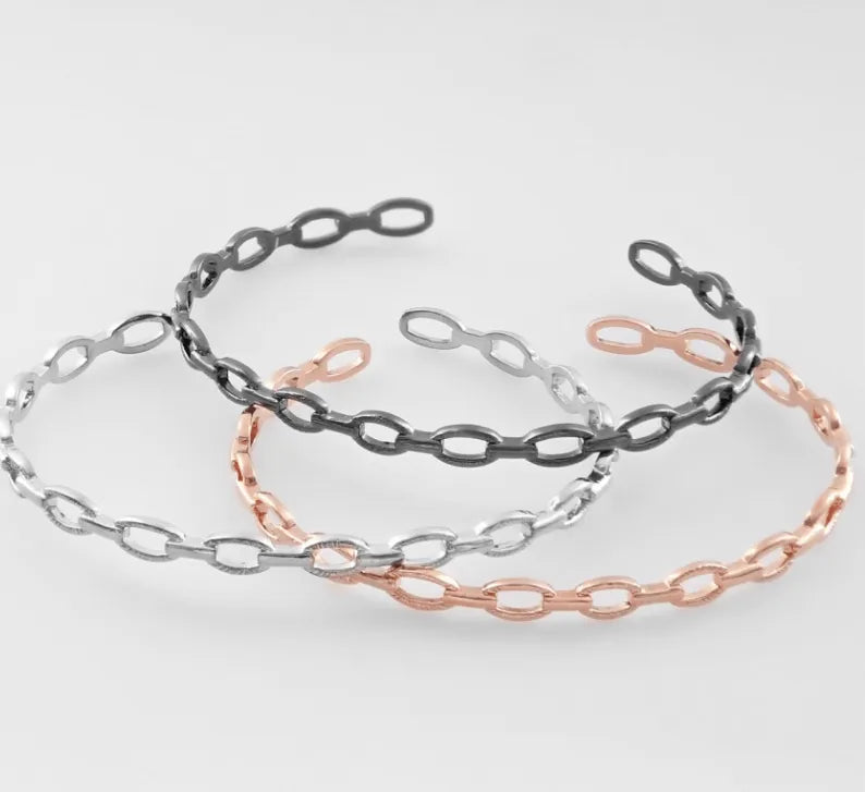 Silver Chain Link Cuff Bracelet - Heritage-Boutique.com