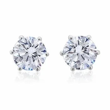 Silver Cubic Zirconia Stud Earrings - Heritage-Boutique.com