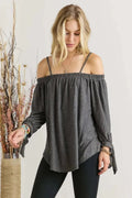 Soft Cold - Shoulder Top with Wrist Ties - Heritage - Boutique.com