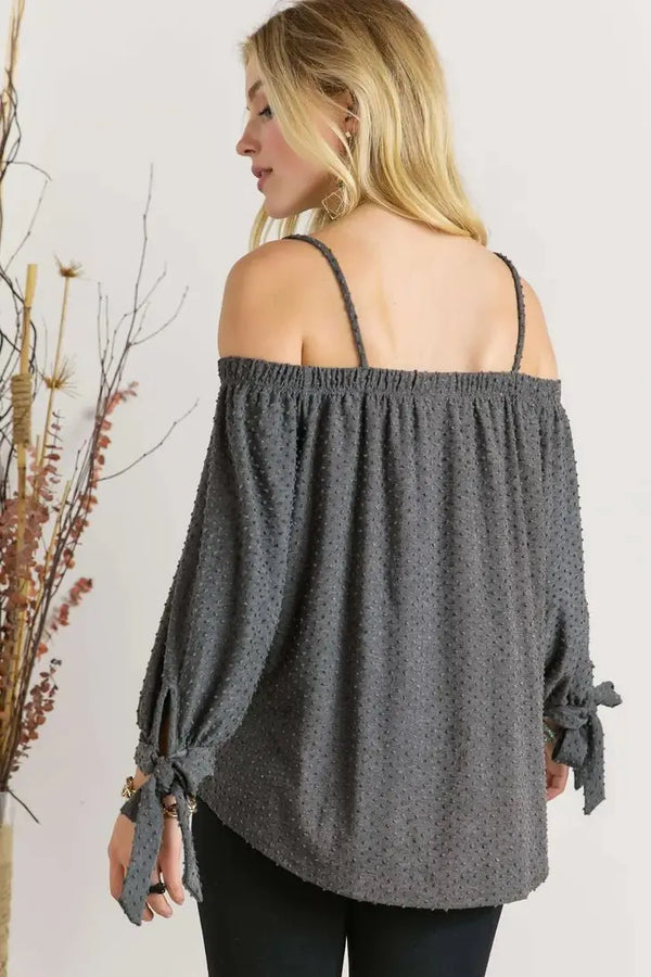 Soft Cold-Shoulder Top with Wrist Ties - Heritage-Boutique.com
