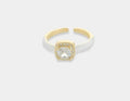 Square CZ Stud Enamel Ring - Heritage - Boutique.com