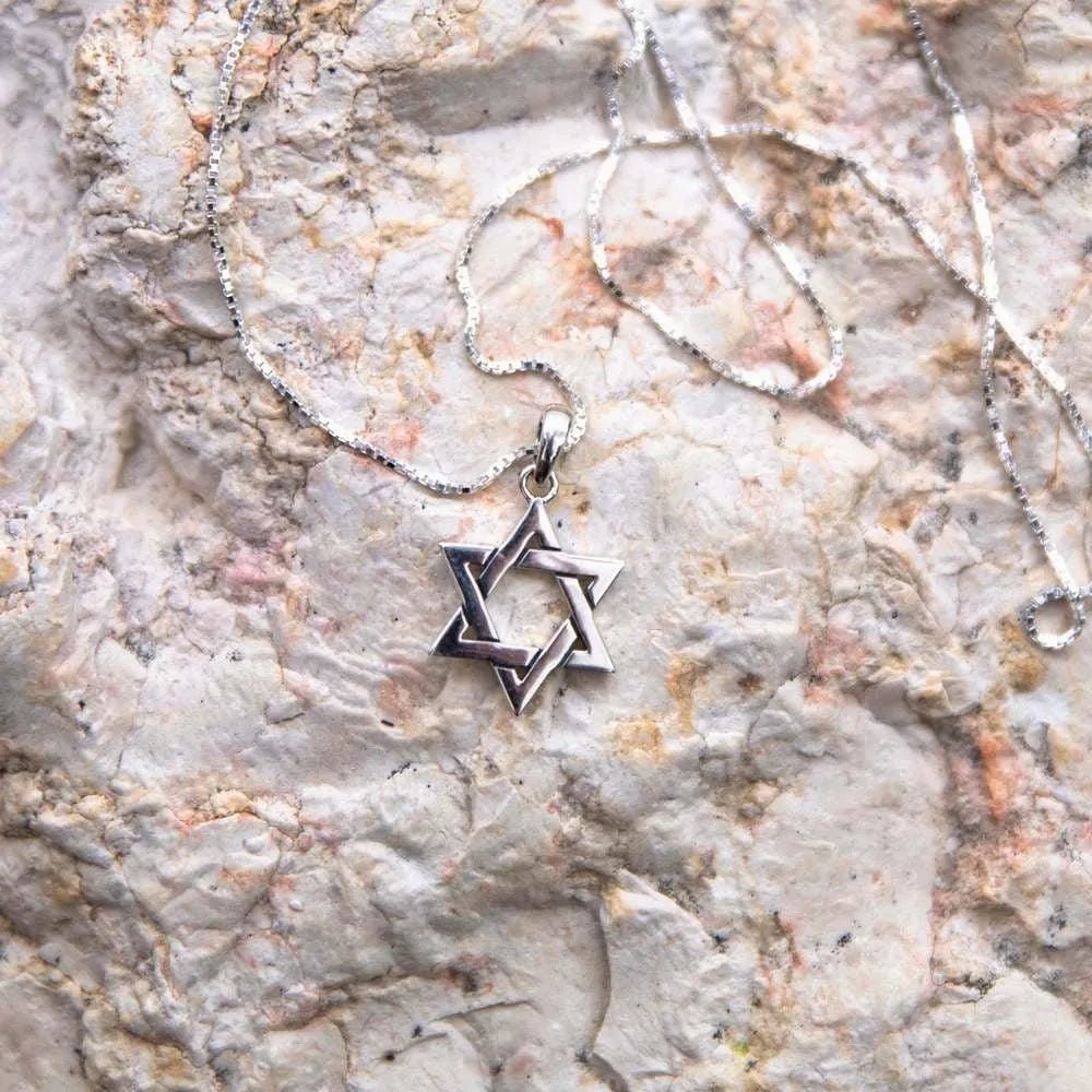 Sterling Silver Star of David Necklace 16" Chain - Heritage - Boutique.com
