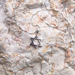 Sterling Silver Star of David Necklace 16" Chain - Heritage-Boutique.com