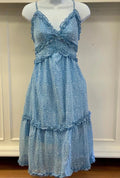 Summer Blue Print Midi Dress - Heritage - Boutique.com