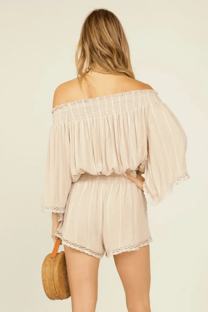 Surf Gypsy Embroidery Rayon Crinkle Off Shoulder Top - Heritage-Boutique.com