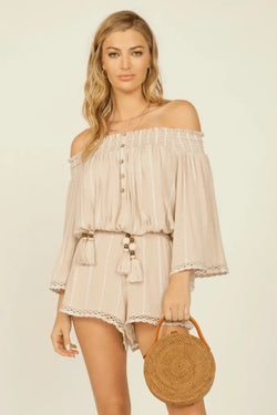 Surf Gypsy Embroidery Rayon Crinkle Off Shoulder Top - Heritage-Boutique.com