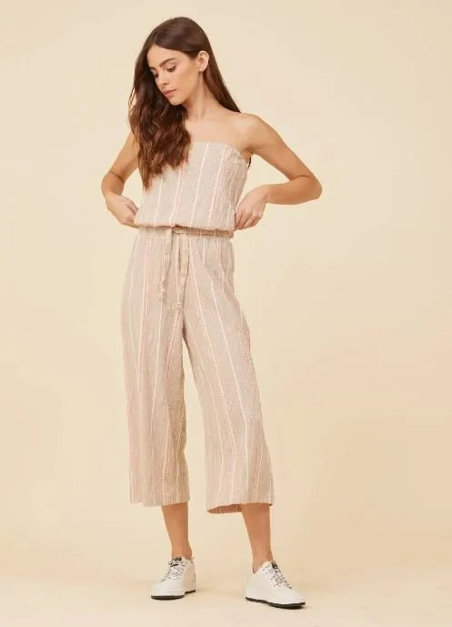 Tan and Mix Stripes Soft Romper - Heritage-Boutique.com