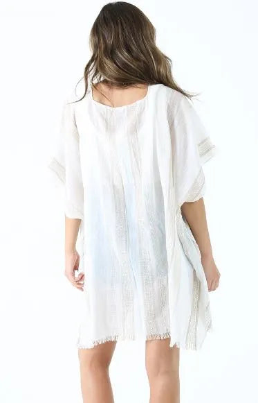 Taupe and Ivory Striped Poncho - Heritage-Boutique.com