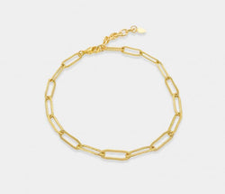 Textured Paperclip Anklet- Gold - Heritage-Boutique.com