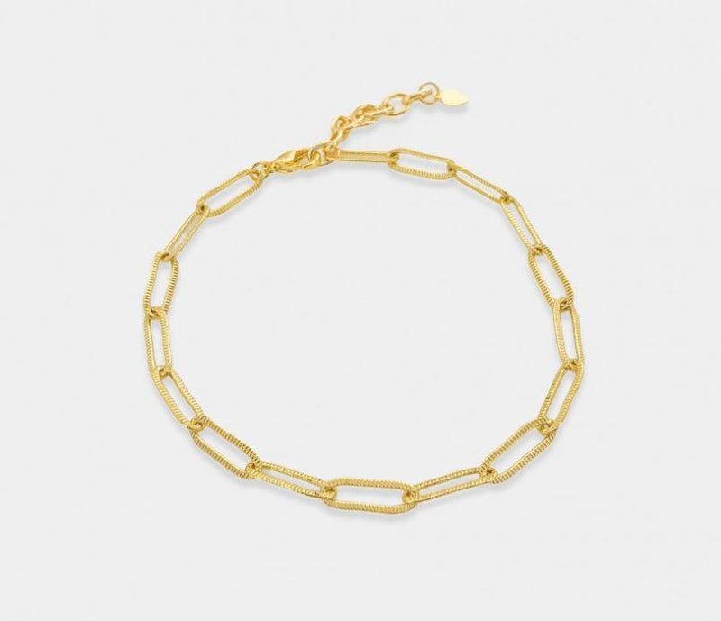 Textured Paperclip Anklet- Gold - Heritage-Boutique.com