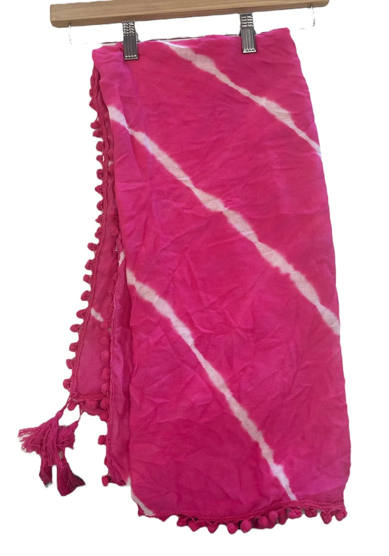 Tie Dye Scarf with PomPoms - Heritage-Boutique.com