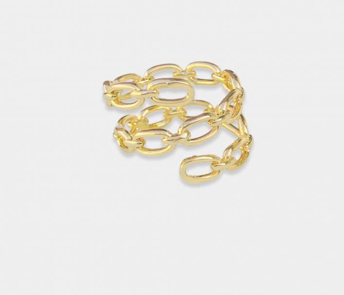 Triple Loop Gold Paperclip Ring - Heritage-Boutique.com