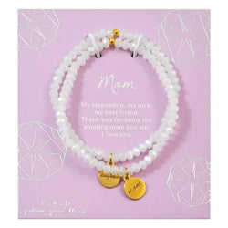 White Crystal Mom & Daughter Bracelet Set - Heritage-Boutique.com