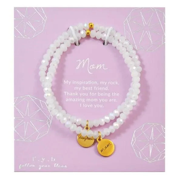 White Crystal Mom & Daughter Bracelet Set - Heritage-Boutique.com